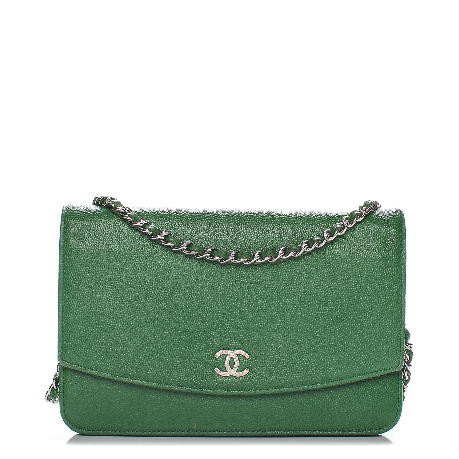 Chanel Caviar Sevruga Wallet on Chain WOC Green 1 of 8