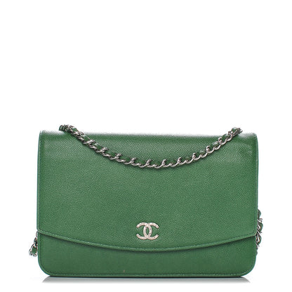 Chanel Caviar Sevruga Wallet on Chain WOC Green 1 of 8