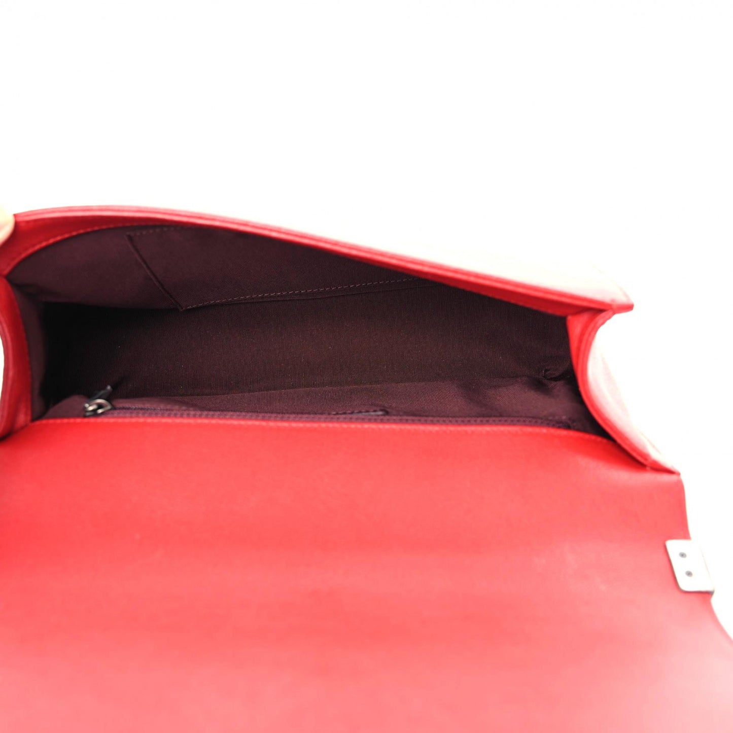 Patent Goatskin Quilted New Medium Boy Flap Red