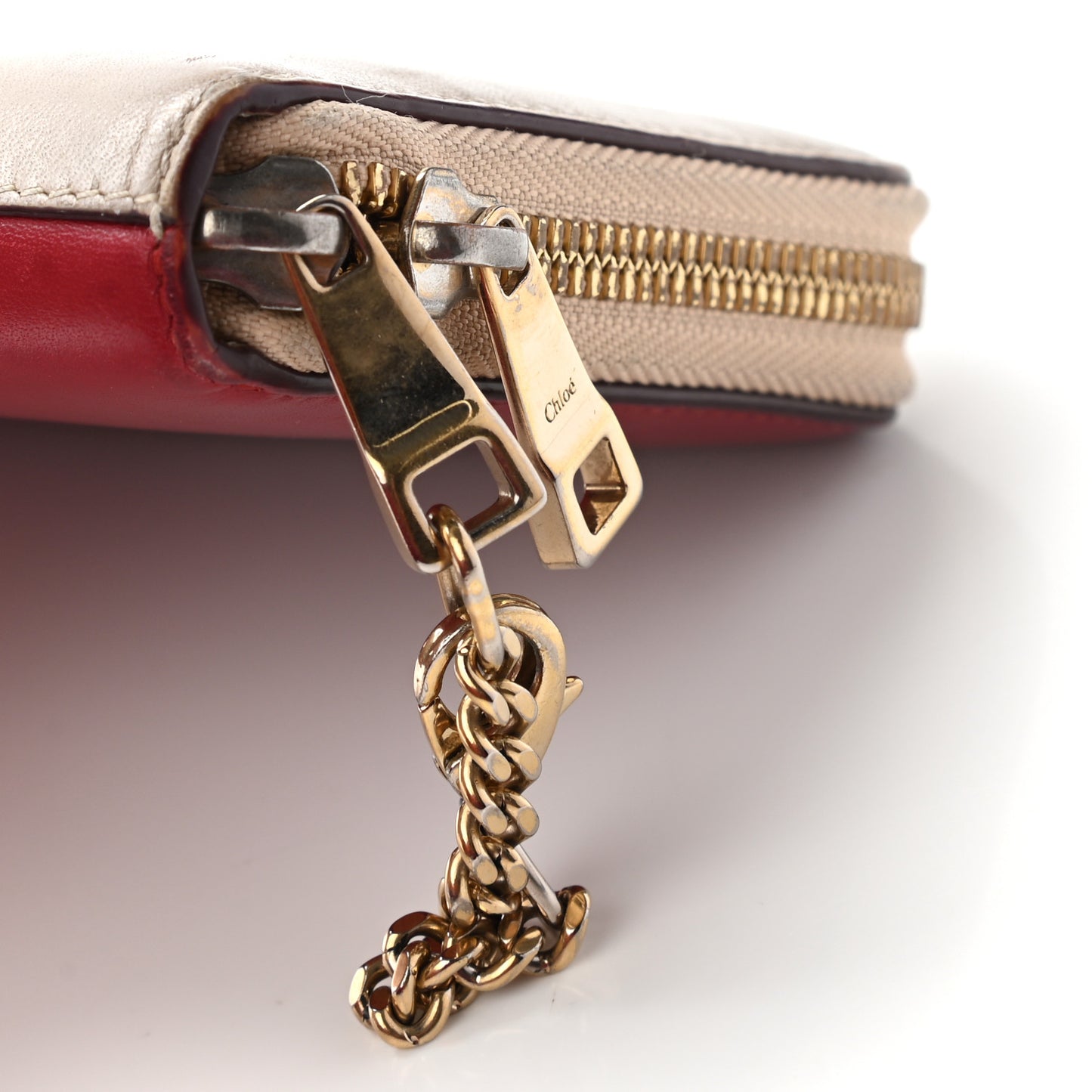 Smooth Calfskin Baylee Long Zip Around Wallet Red Beige