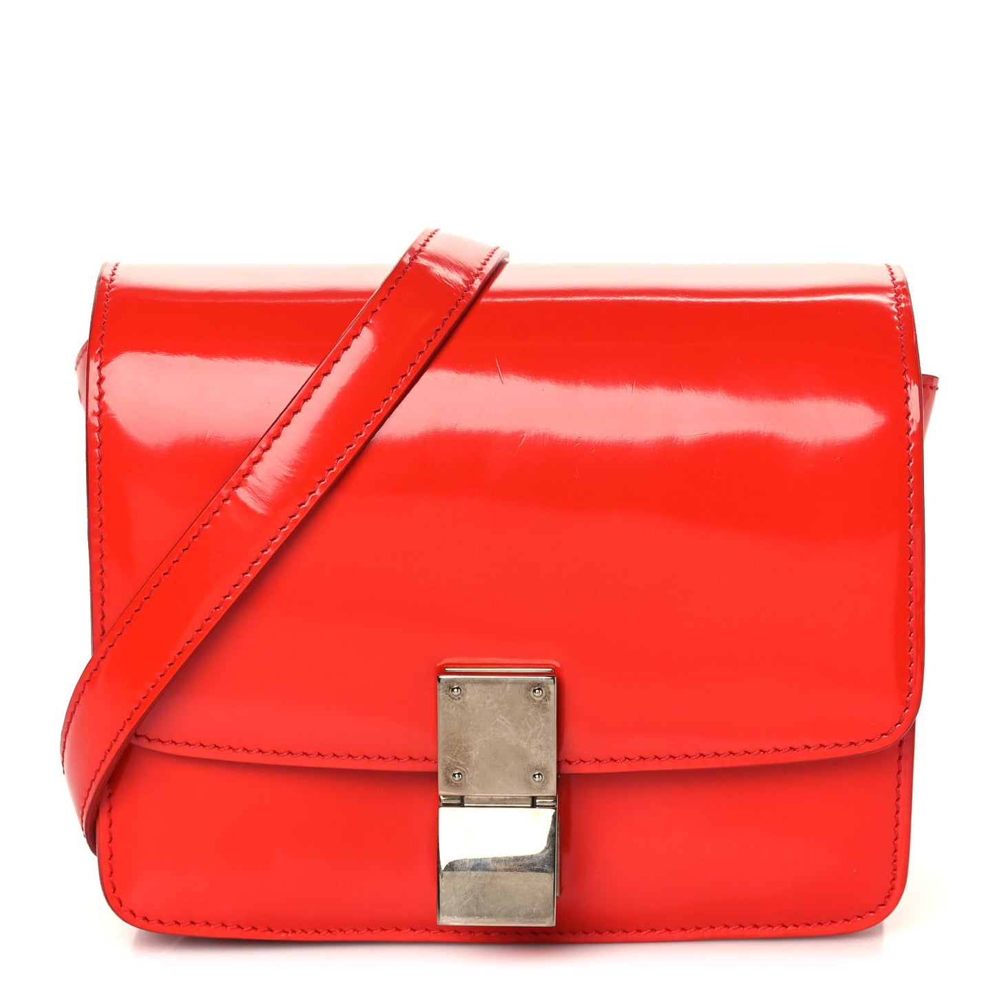 Spazzolato Calfskin Classic Box Medium Flap Vermillion