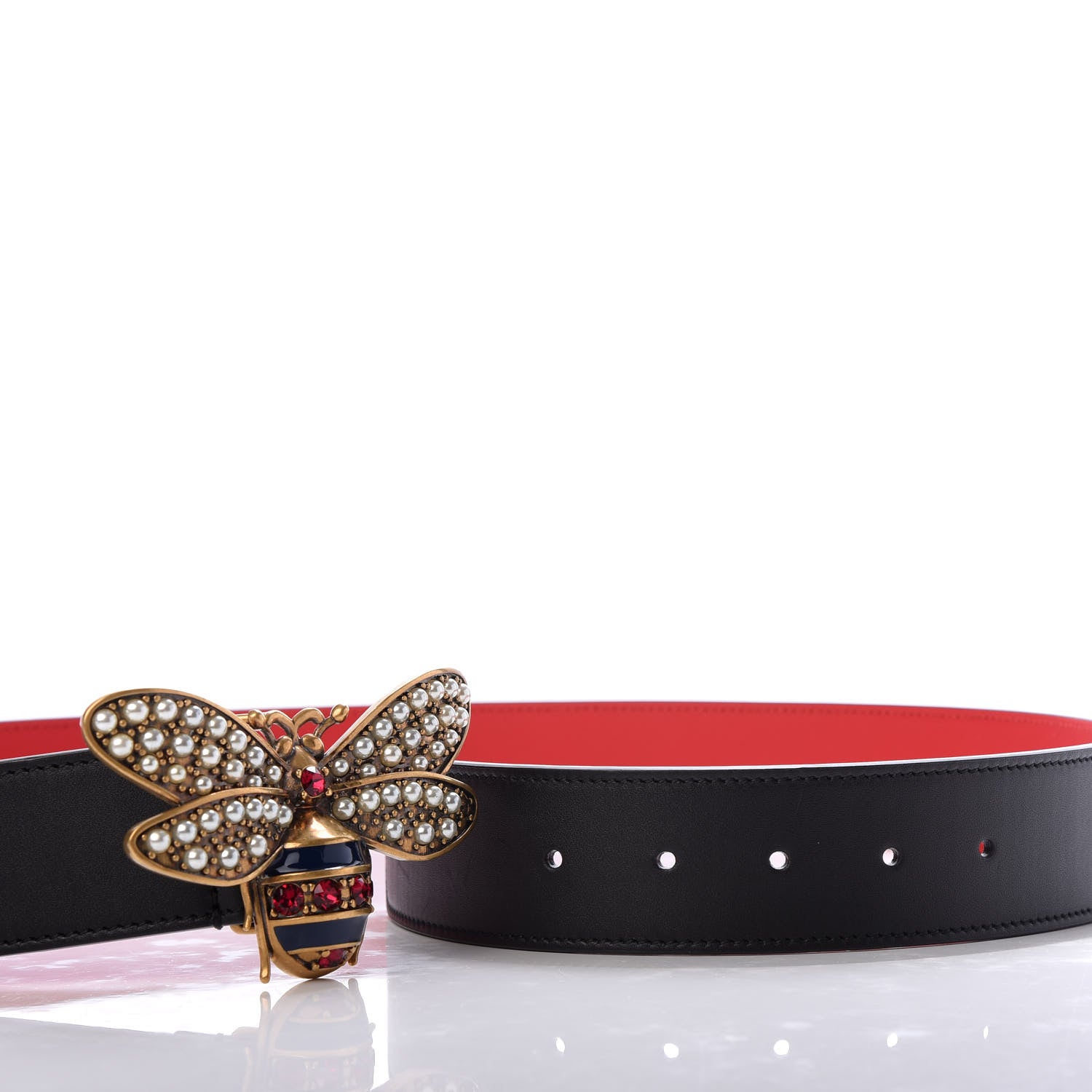 Gucci Calfskin Queen Margaret Bee Belt 95 38 Black 4 of 4