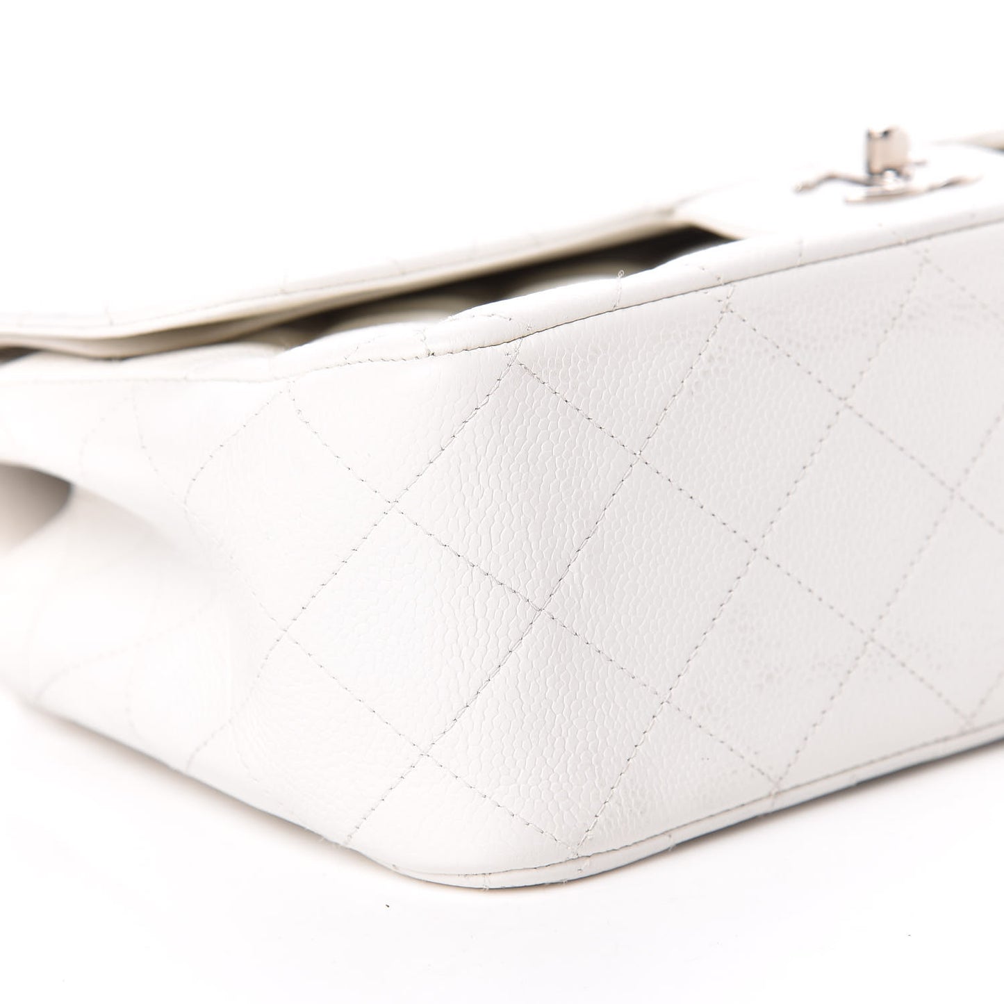 Caviar Quilted Jumbo Double Flap White