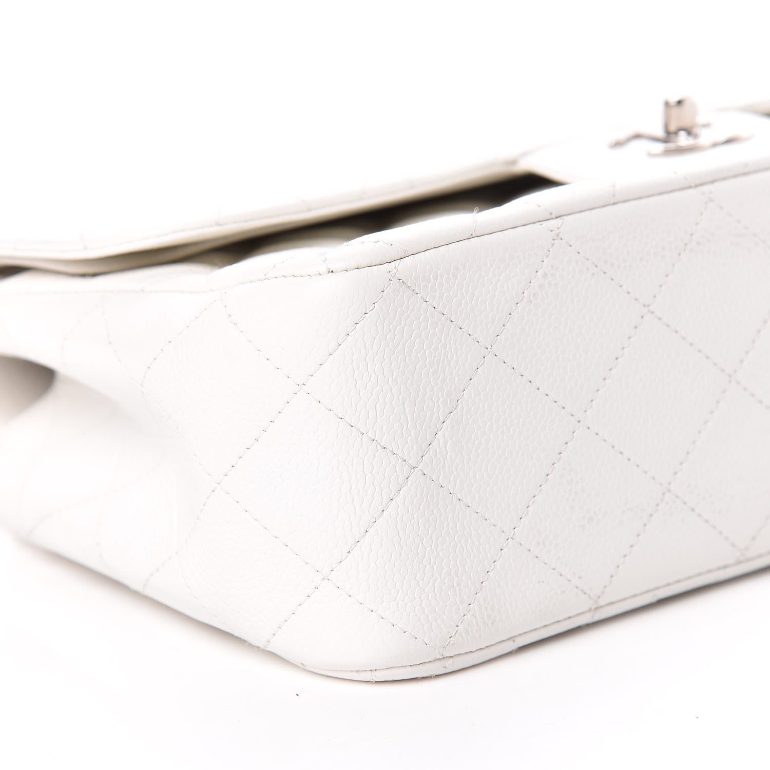Chanel Caviar Quilted Jumbo Double Flap White 8 of 22