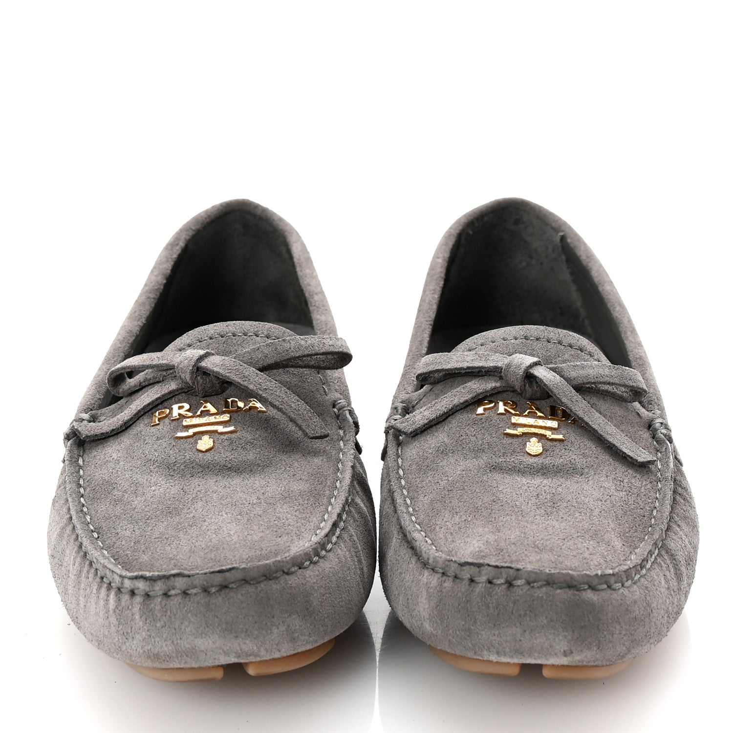 Prada Scamosciato Suede Bow Loafer 36 Ghiaia 3 of 10