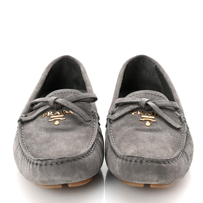 Prada Scamosciato Suede Bow Loafer 36 Ghiaia 3 of 10