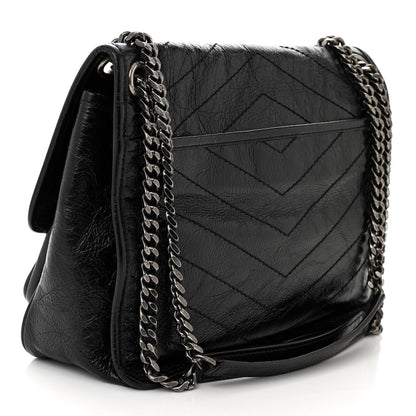 Saint Laurent Crinkled Calfskin Matelasse Monogram Medium Niki Chain Satchel Black 3 of 10