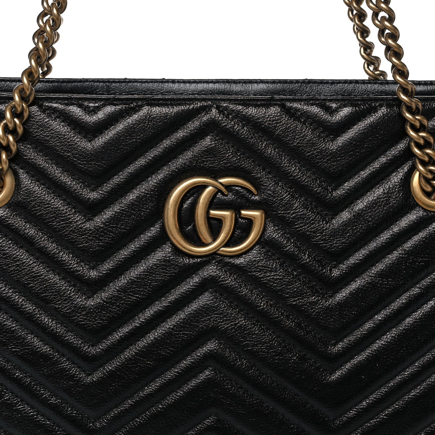 Vintage Calfskin Matelasse Medium GG Marmont Slim Tote Black