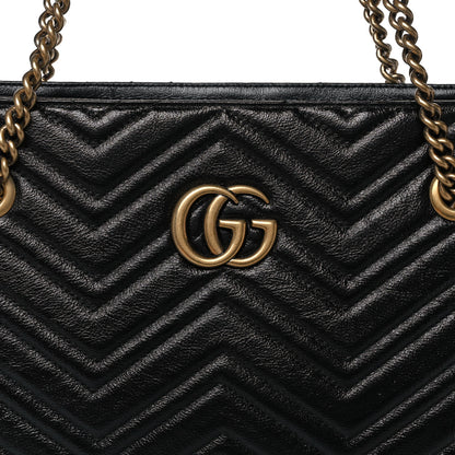 Gucci Vintage Calfskin Matelasse Medium GG Marmont Slim Tote Black 9 of 13