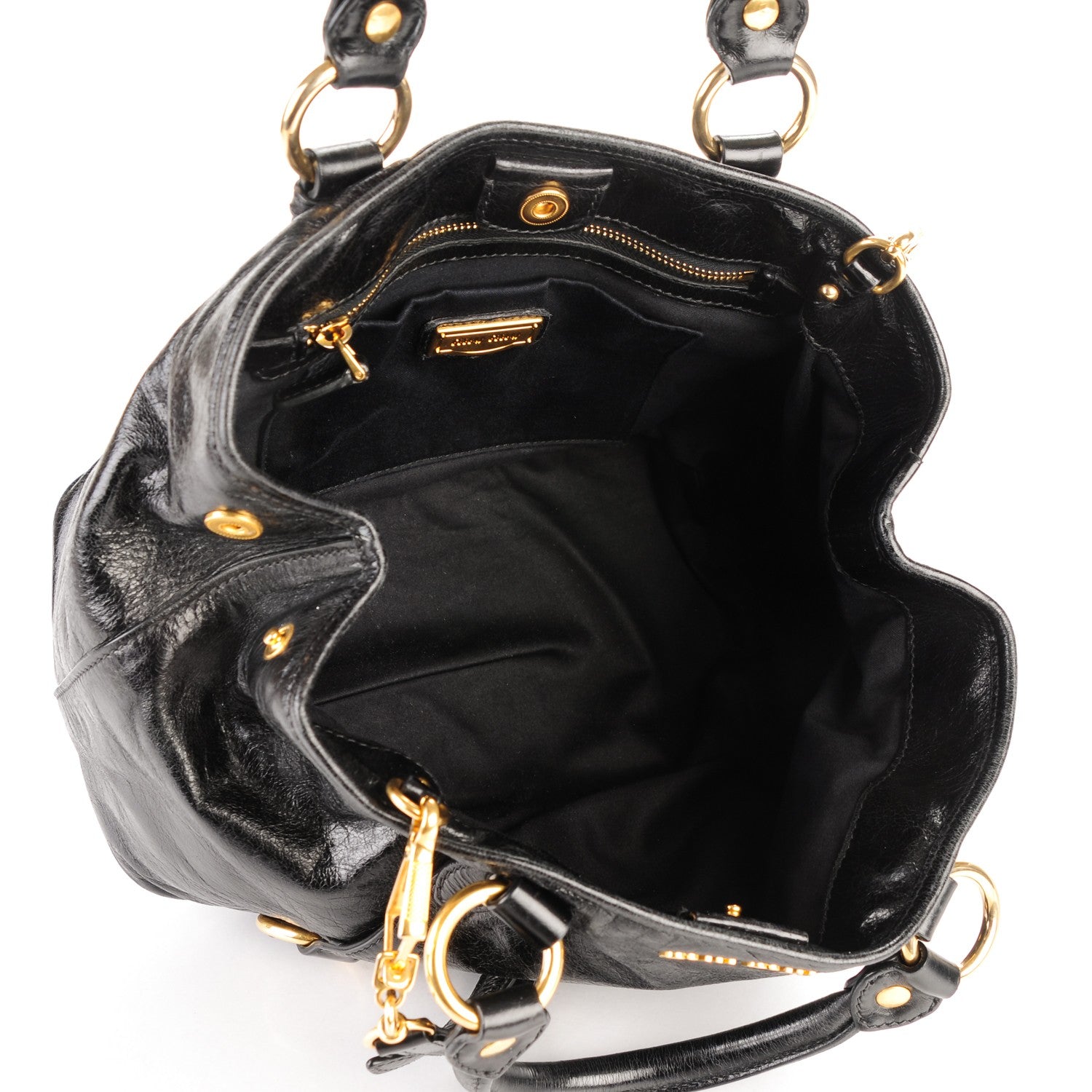 Miu Miu Vitello Shine Tote Black 5 of 8