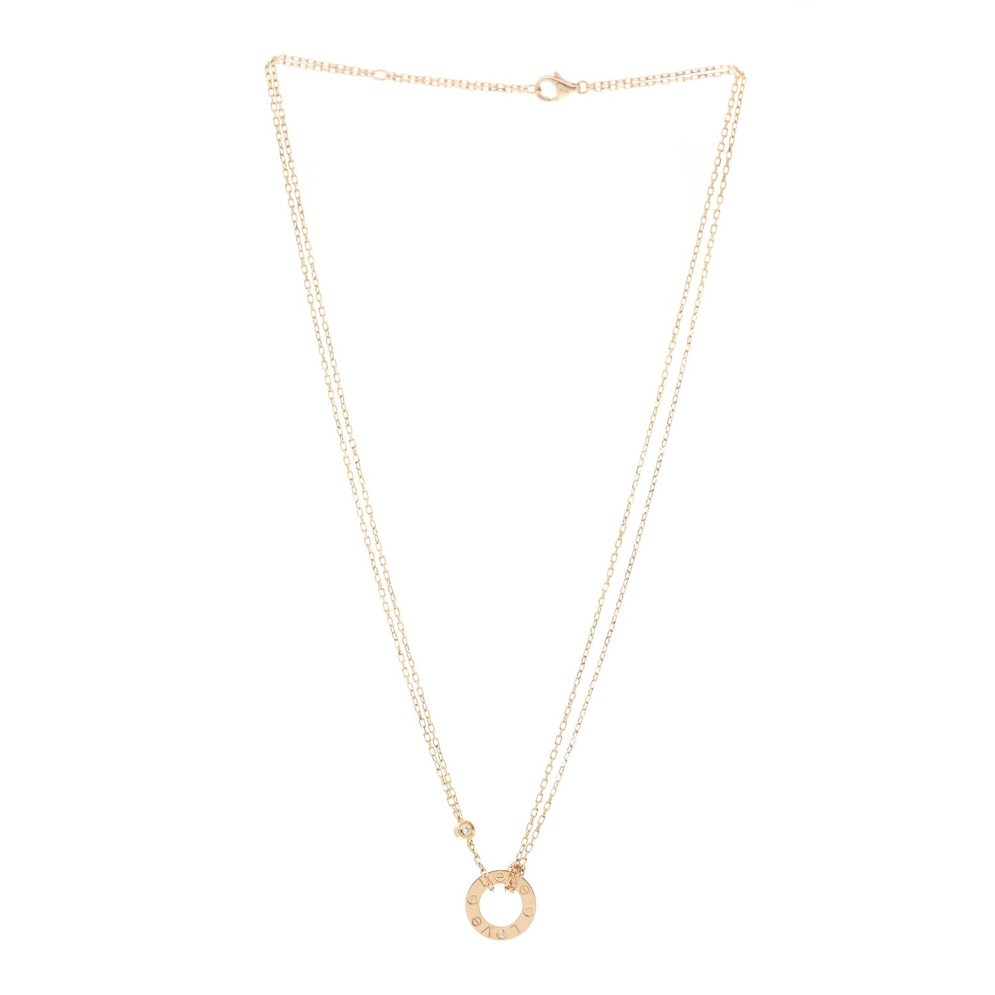 18K Yellow Gold 2 Diamond LOVE Necklace
