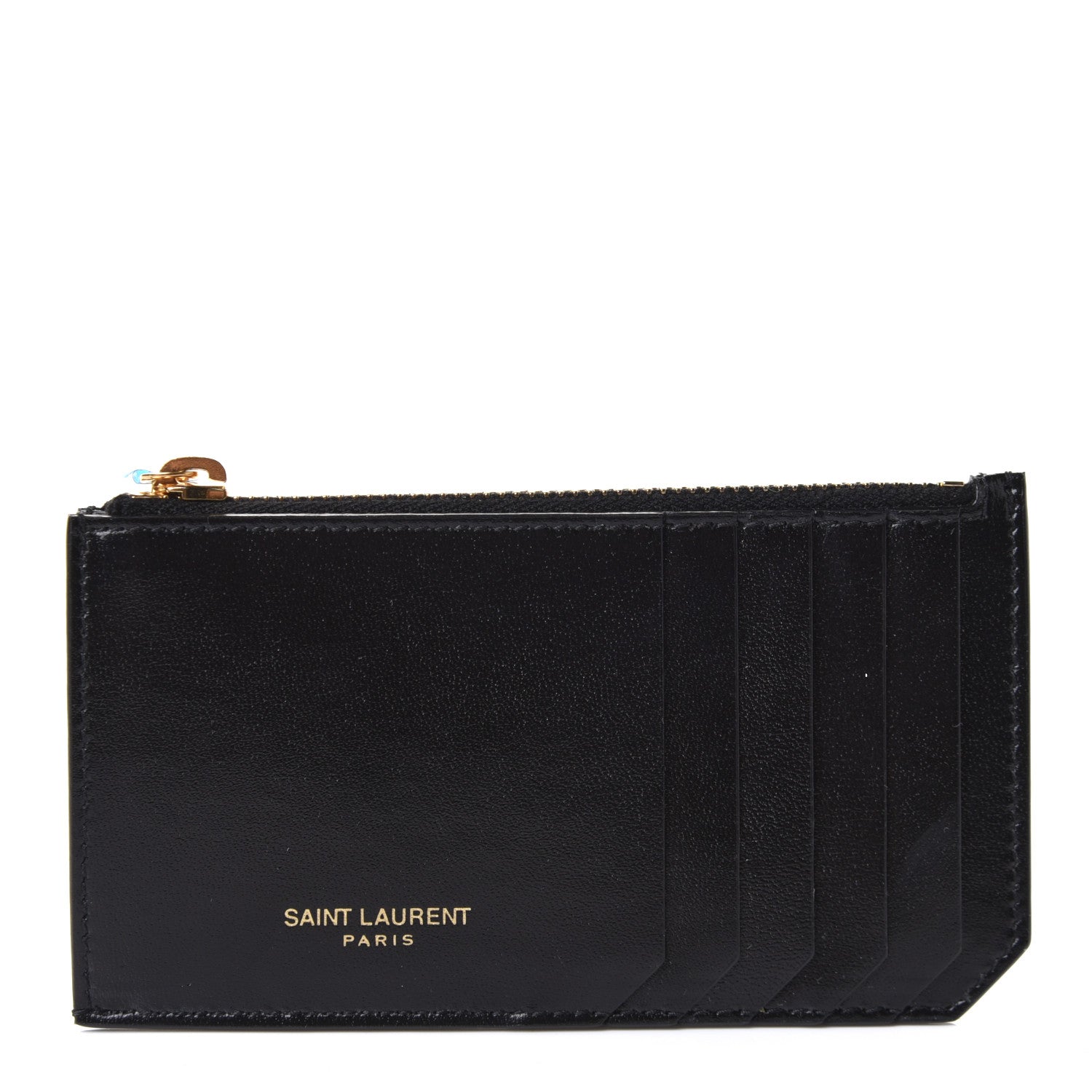 Saint Laurent Calfskin 5 Fragments Zip Pouch Card Holder Black 1 of 9