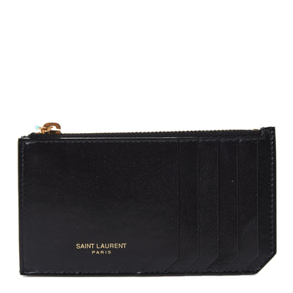 Saint Laurent Calfskin 5 Fragments Zip Pouch Card Holder Black 1 of 9