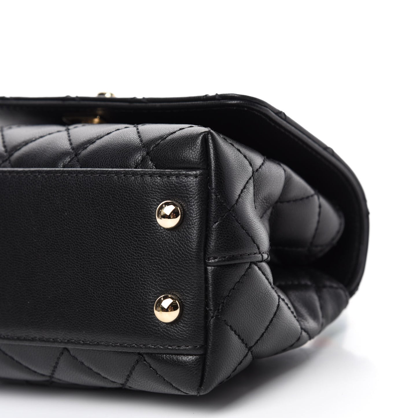 Goatskin Quilted Rainbow Extra Mini Coco Handle Flap Black