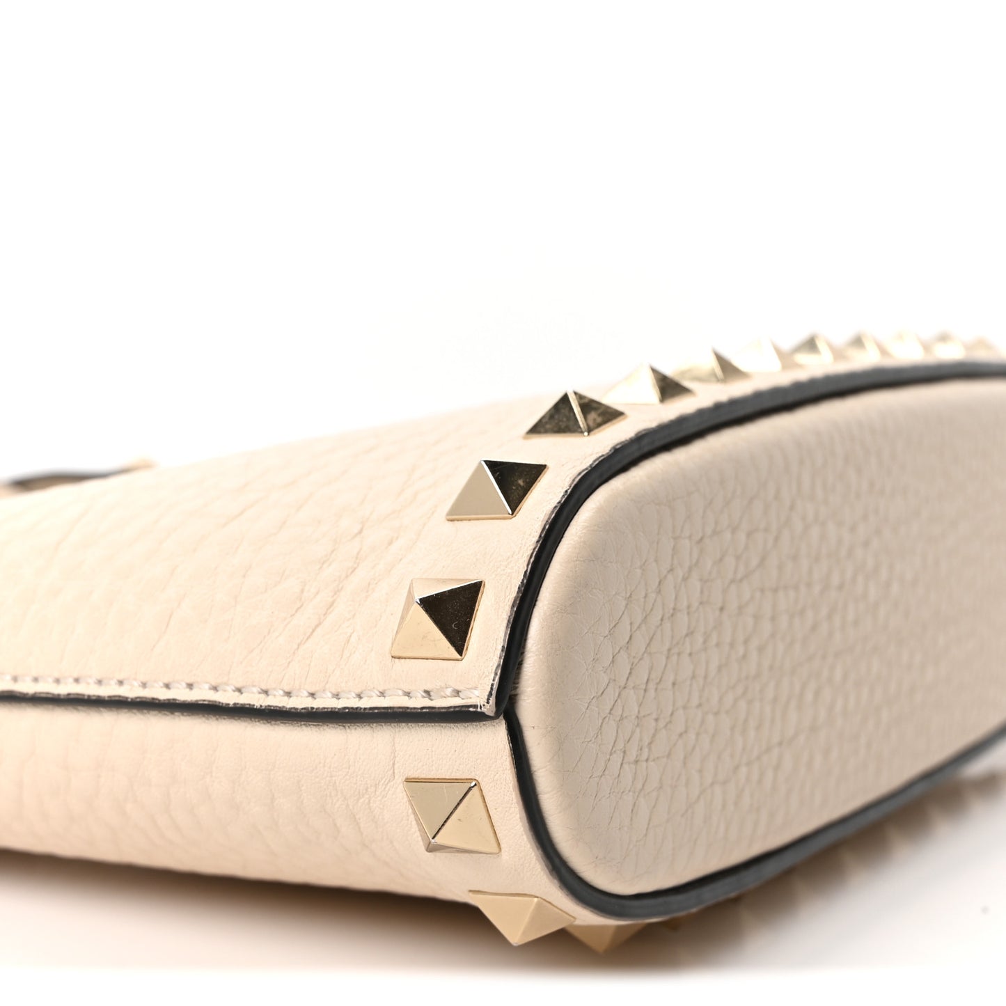 Grainy Calfskin Mini Rockstud Flip Lock Tote Ivory