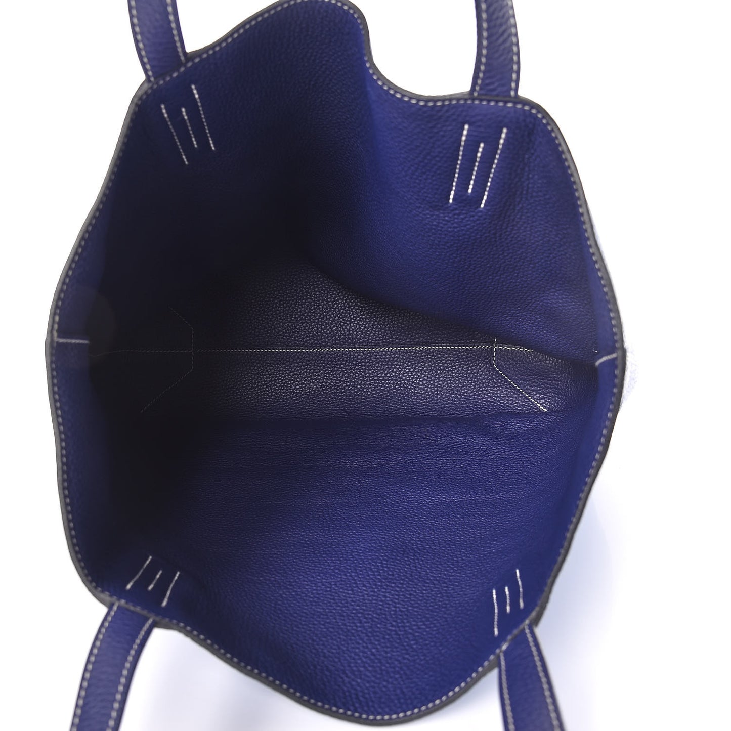 Taurillon Clemence Double Sens 45 Reversible Tote Bleu Encre Zellige