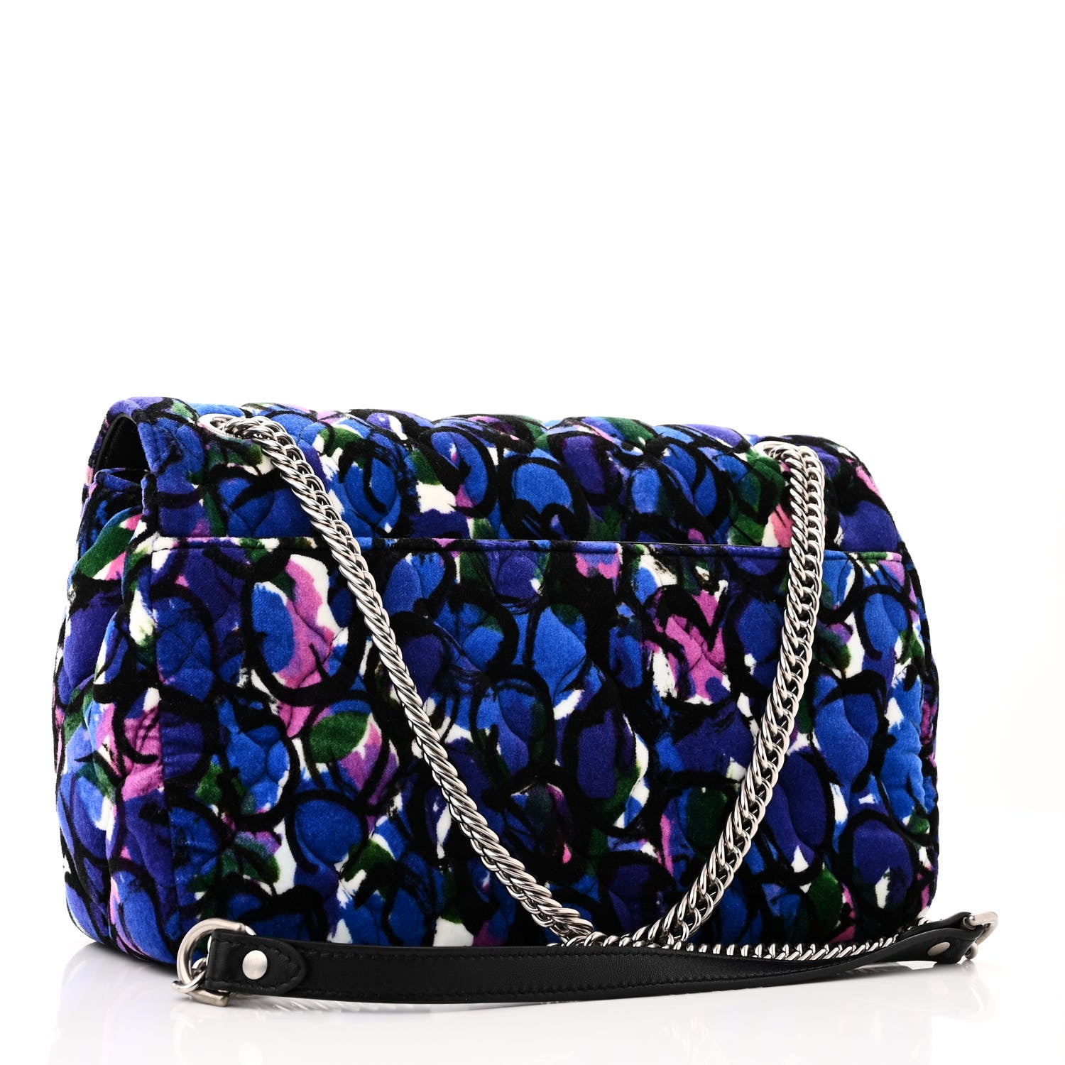 Balenciaga Velvet Floral Quilted M BB Round Shoulder Bag Bleu 3 of 9
