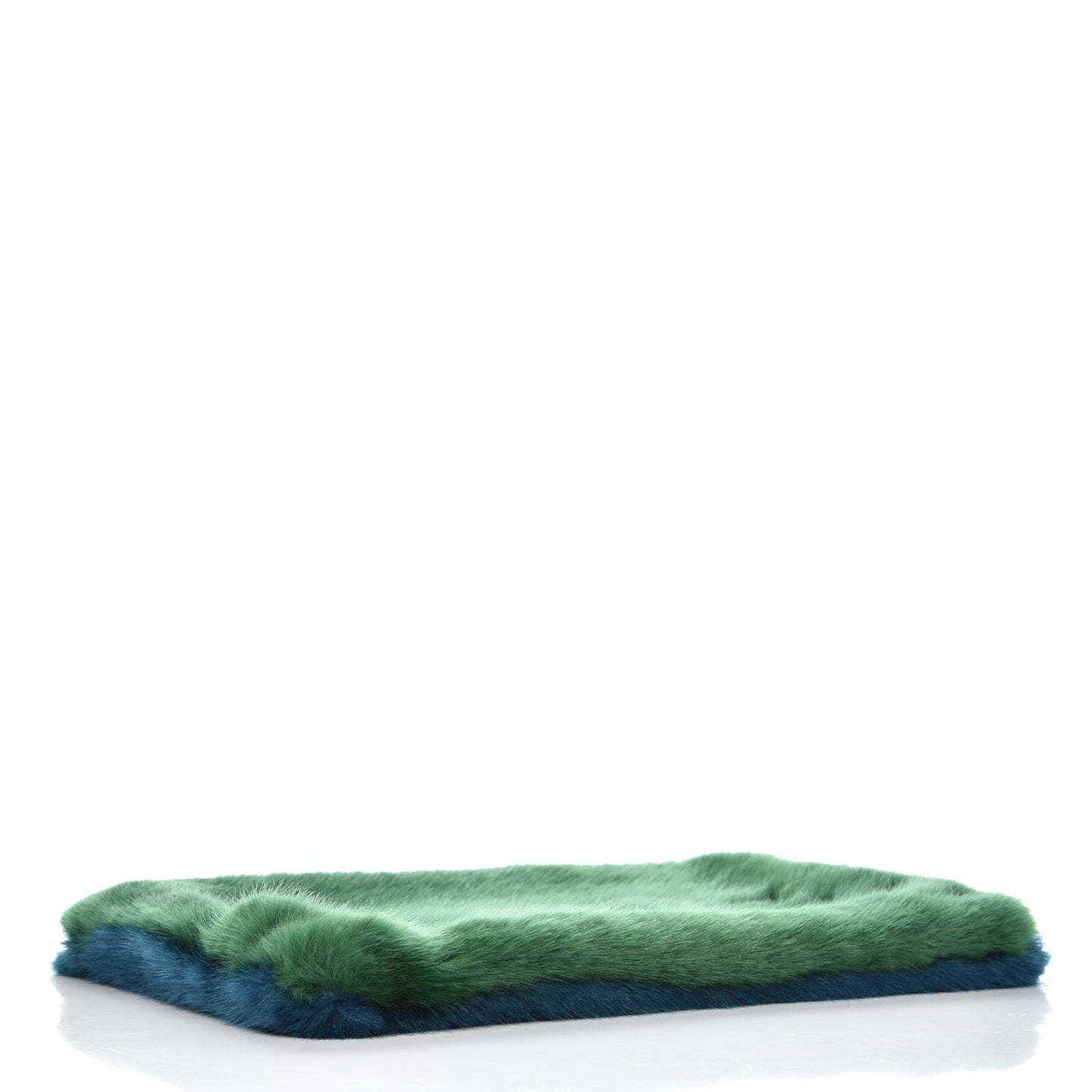 Faux Fur Two Tone Large GV3 Pouch Wristlet Green Blue