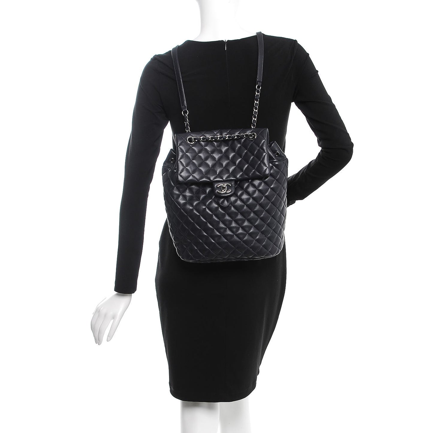 Lambskin Quilted Large Urban Spirit Backpack Navy