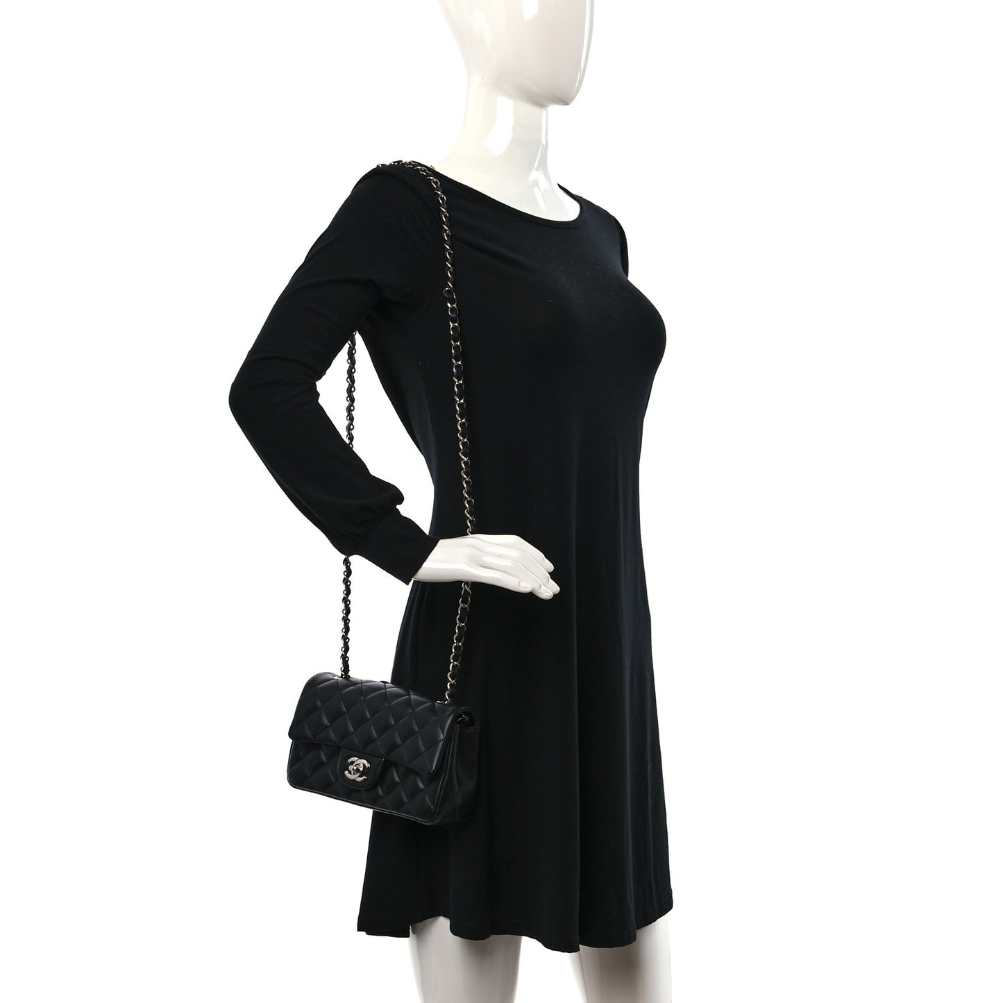 Lambskin Quilted Mini Rectangular Flap Black