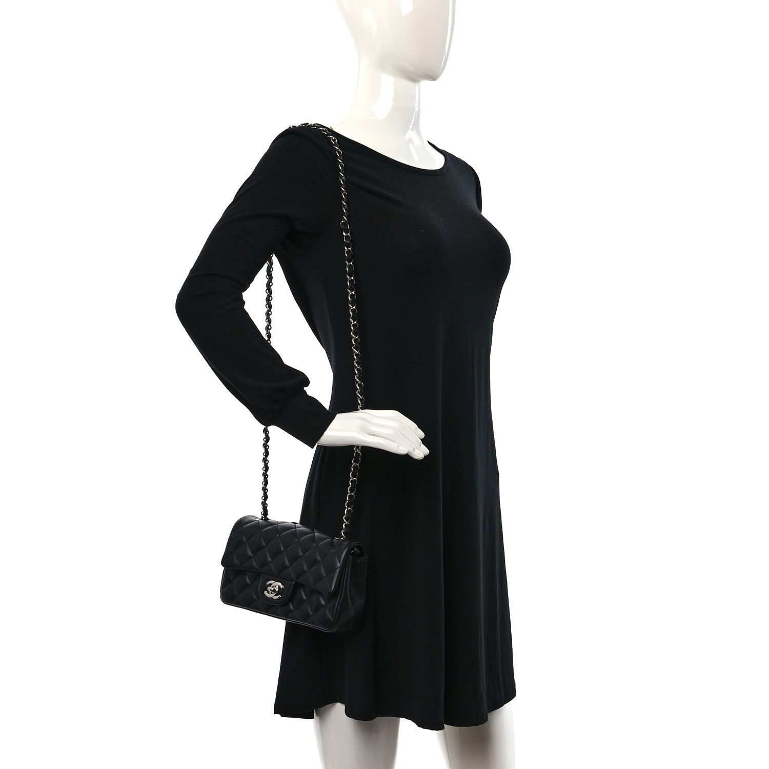 Chanel Lambskin Quilted Mini Rectangular Flap Black 2 of 12