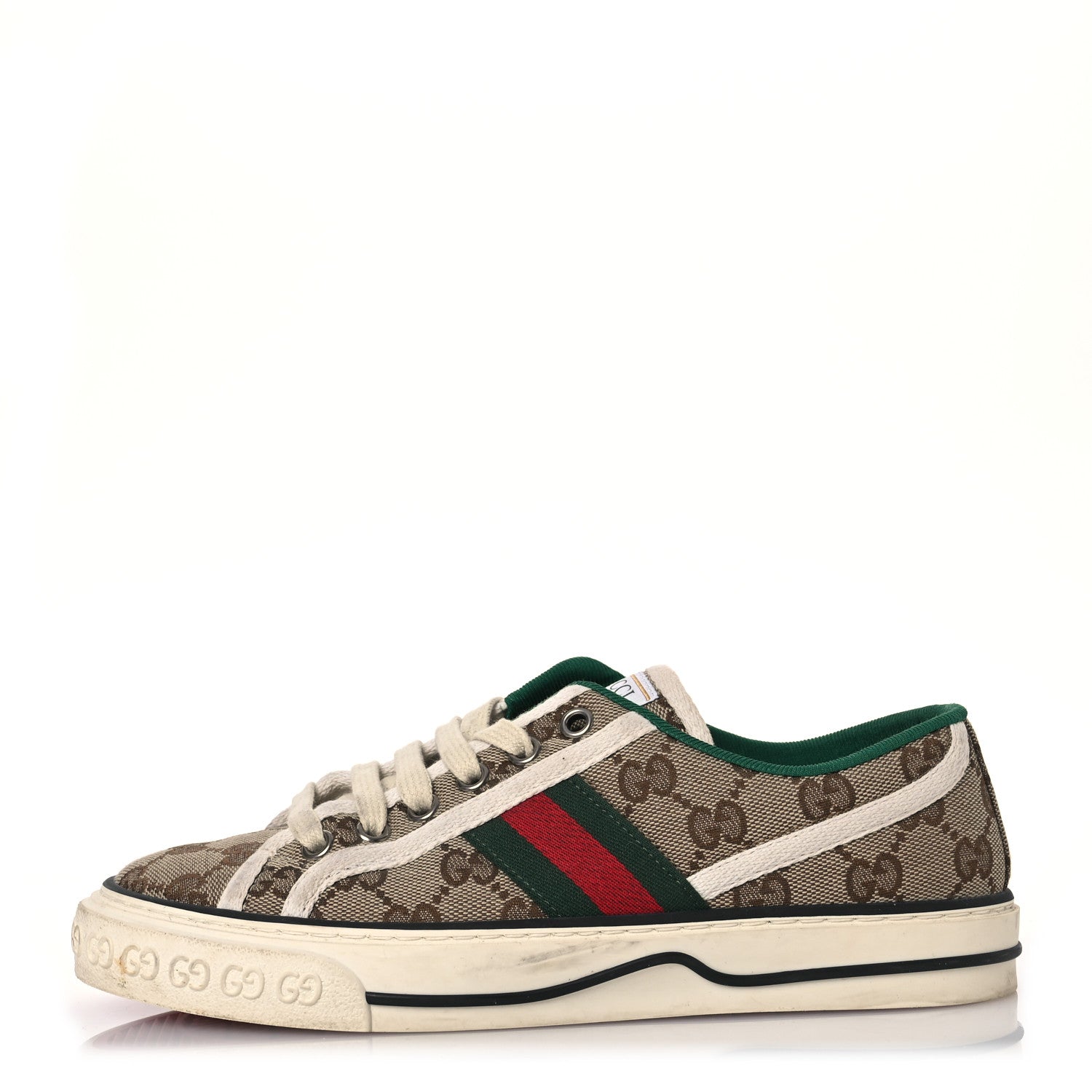 Gucci GG Monogram Web Womens 1977 Tennis Sneakers 36.5 Beige Ebony Mystic White 1 of 12
