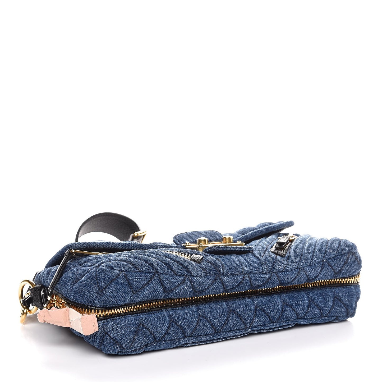 Denim Matelasse Biker Shoulder Bag Avio