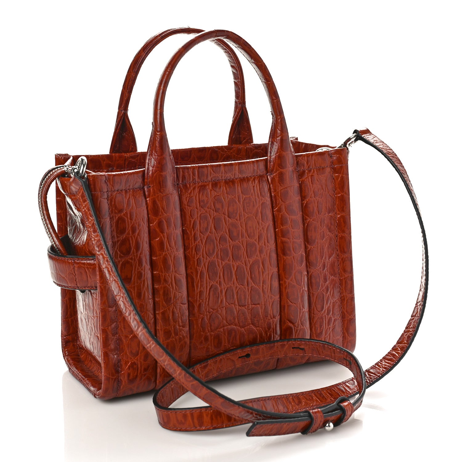 Marc Jacobs Croc Embossed Small The Tote Bag Brown 1426714