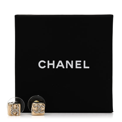 Chanel Metal Crystal Mini Square CC Earrings Gold 5 of 5
