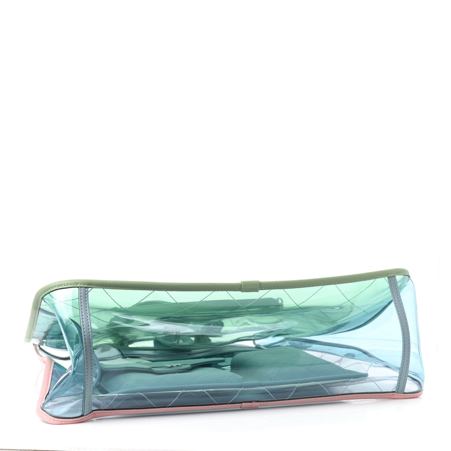 Lambskin PVC Quilted Large Coco Splash Shopping Bag Blue Green