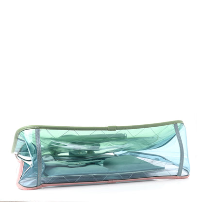 Chanel Lambskin PVC Quilted Large Coco Splash Shopping Bag Blue Green 3 of 8