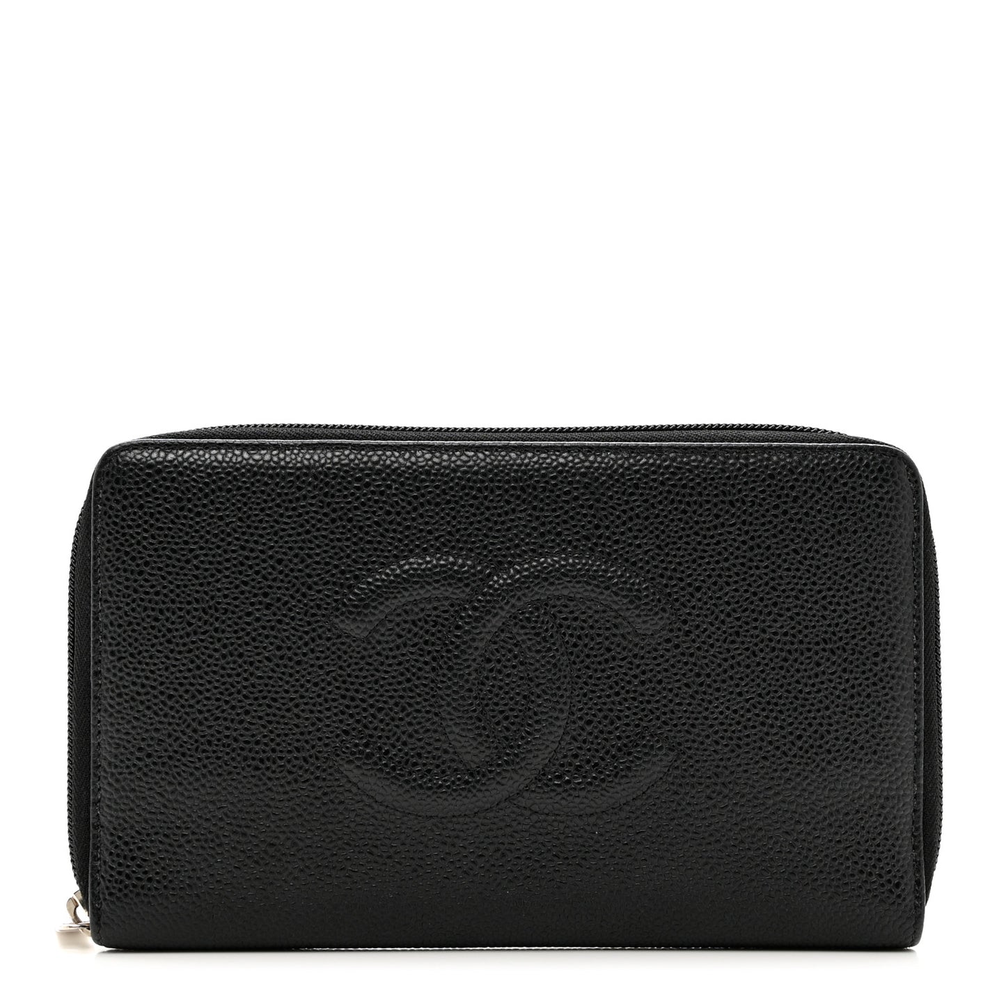 Caviar Large Timeless CC Zip Around Organizer Wallet Black