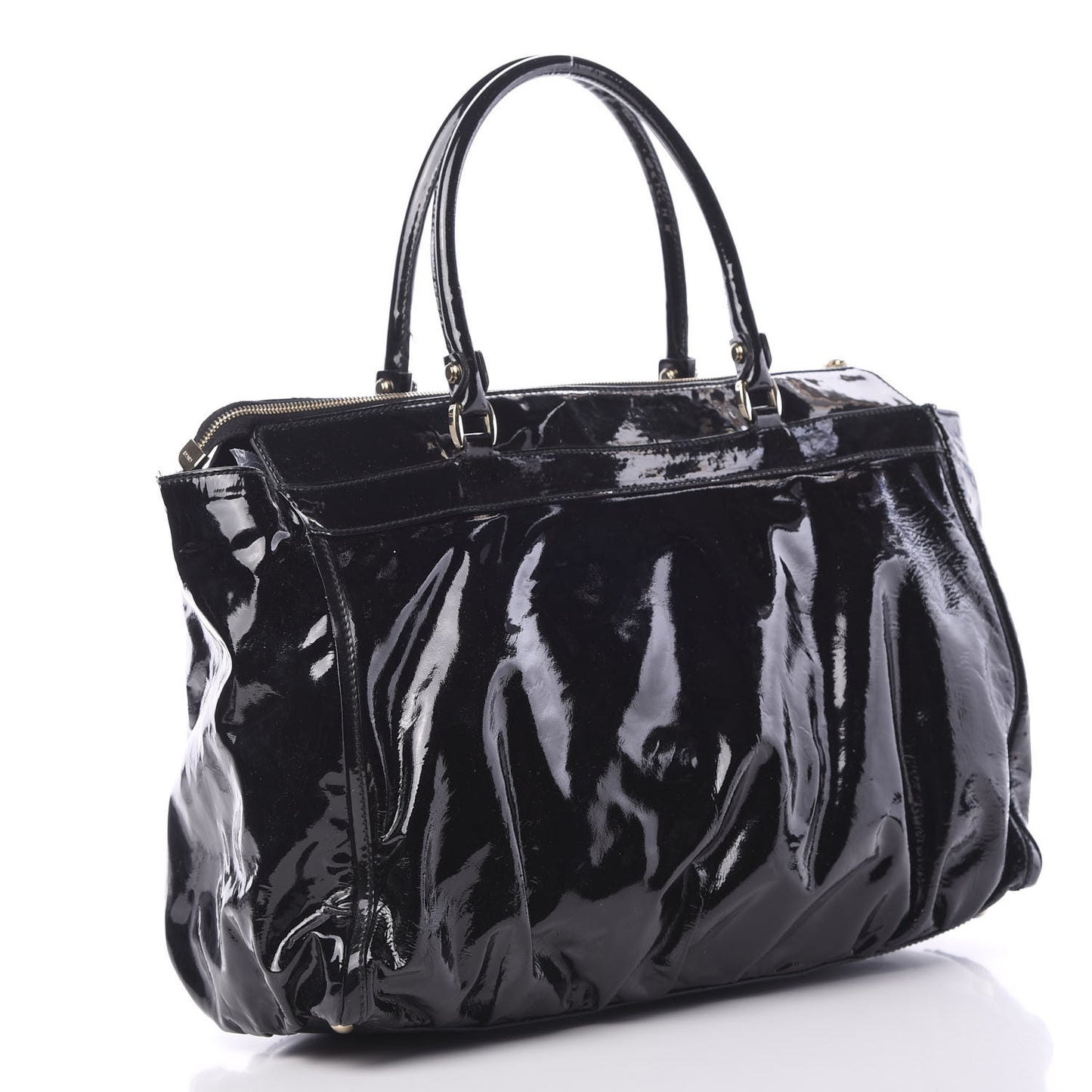 Patent Large D Ring Tote Black
