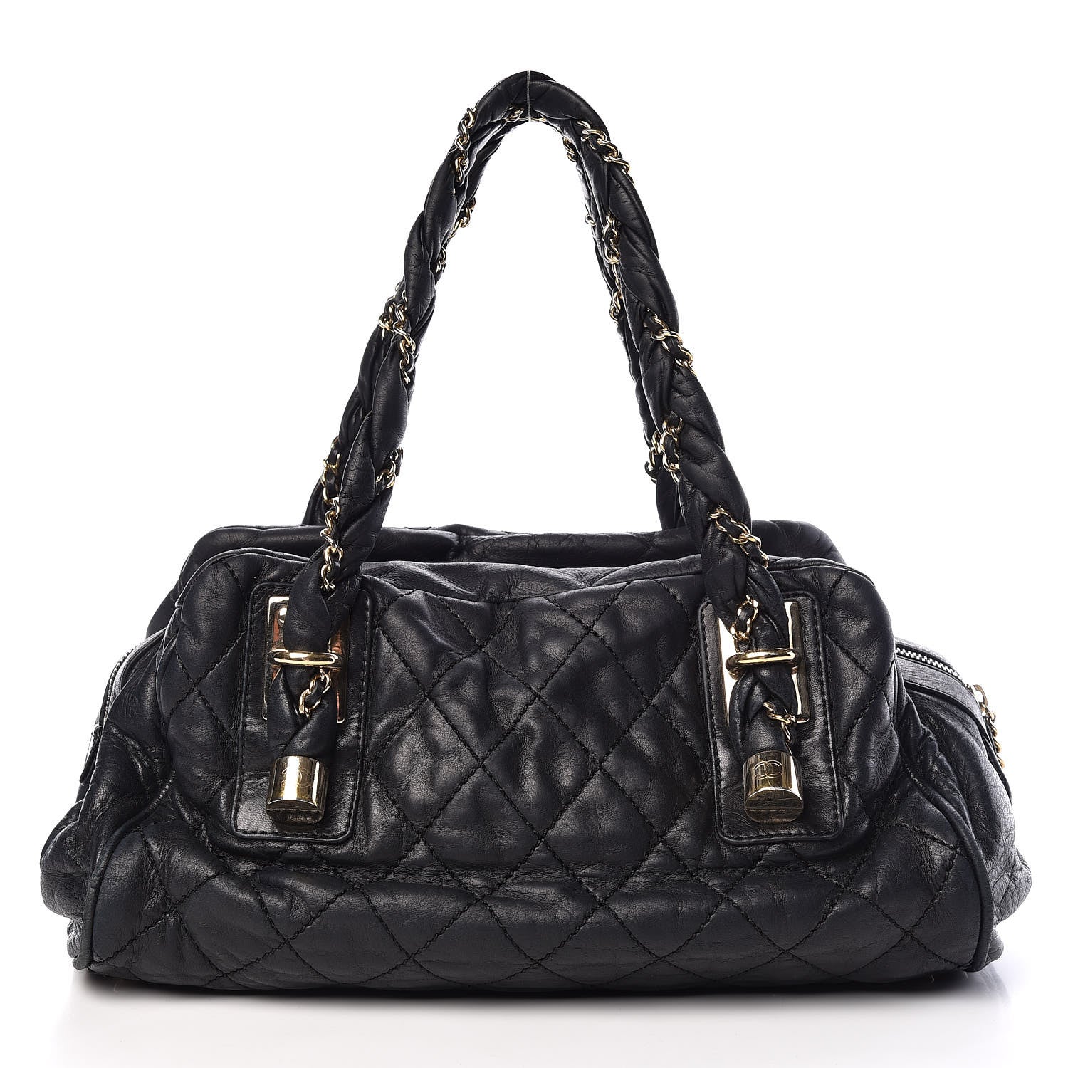 Chanel Distressed Lambskin Lady Braid Bowler Black 1 of 11