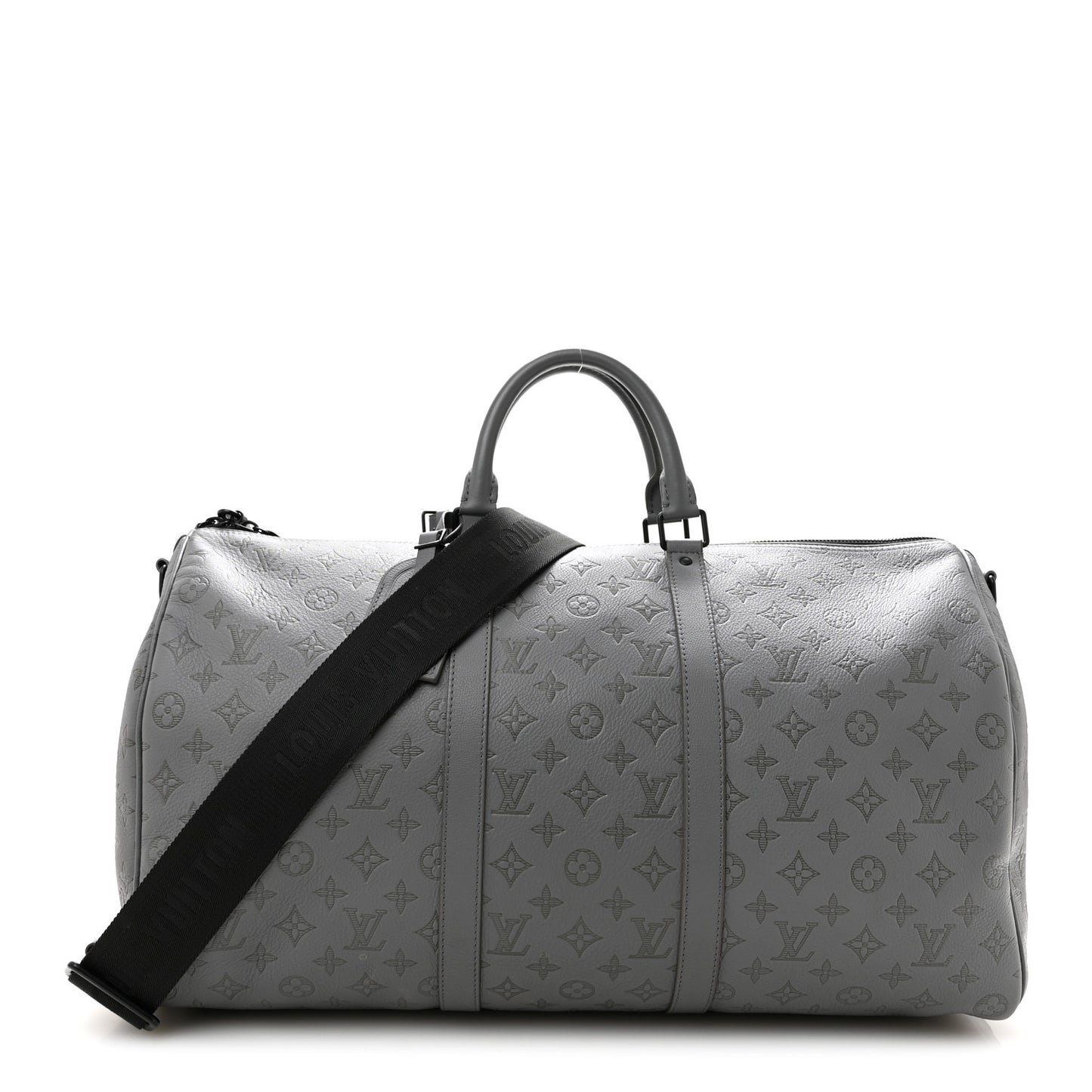 Calfskin Monogram Shadow Keepall Bandouliere 50 Anthracite gray