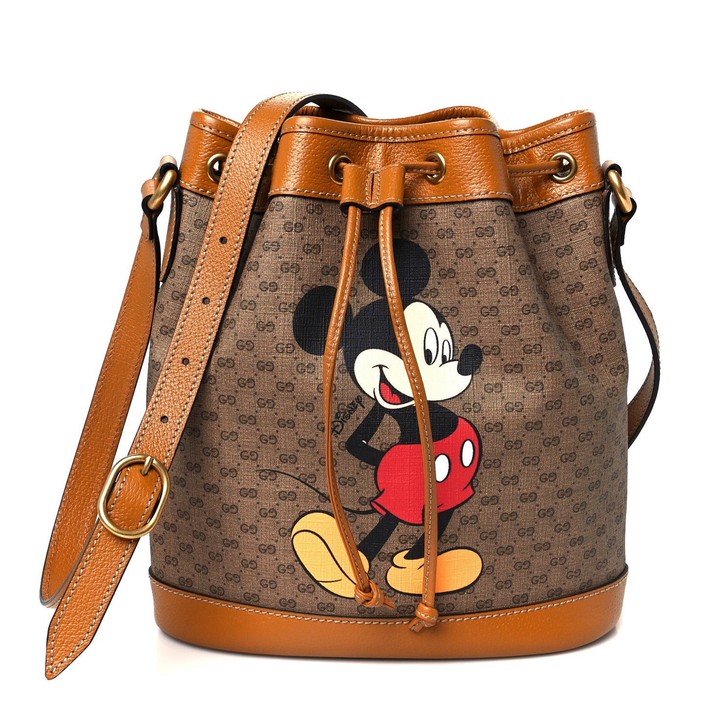 X DISNEY Mini Vintage GG Supreme Monogram Bucket Bag Beige Vintage Sun Oil