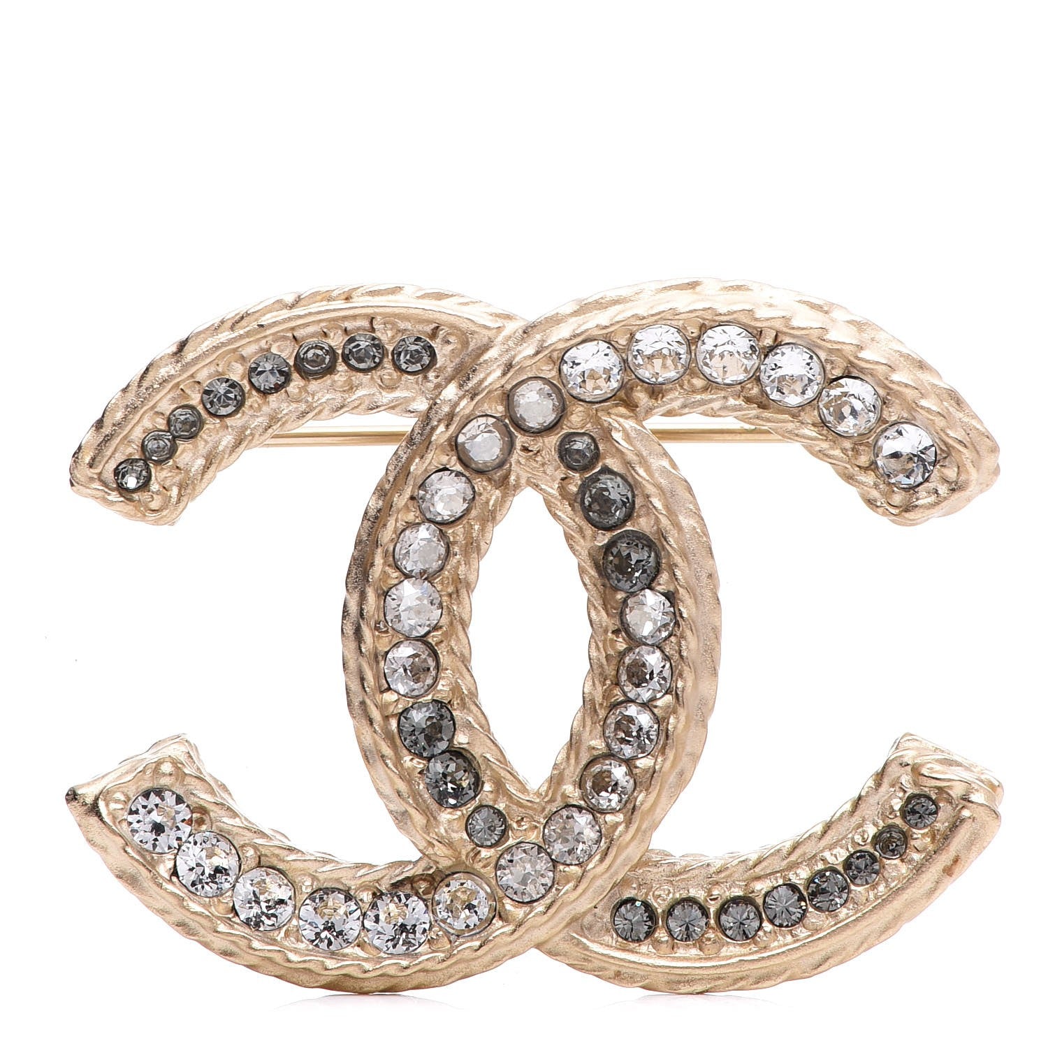 Chanel Crystal CC Brooch Light Gold 1 of 10