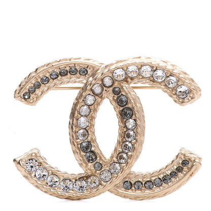 Chanel Crystal CC Brooch Light Gold 1 of 10