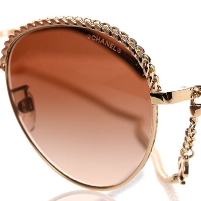 Chanel Metal Chain Pantos Sunglasses 4242 Gold Brown 5 of 8