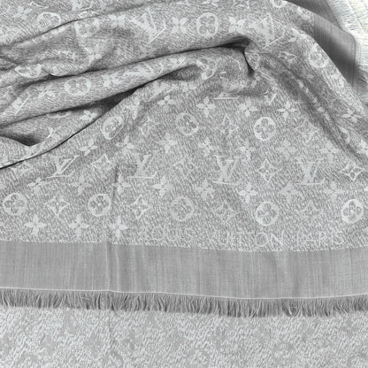 Louis Vuitton Silk Wool Monogram Infra Shawl Blue 4 of 4