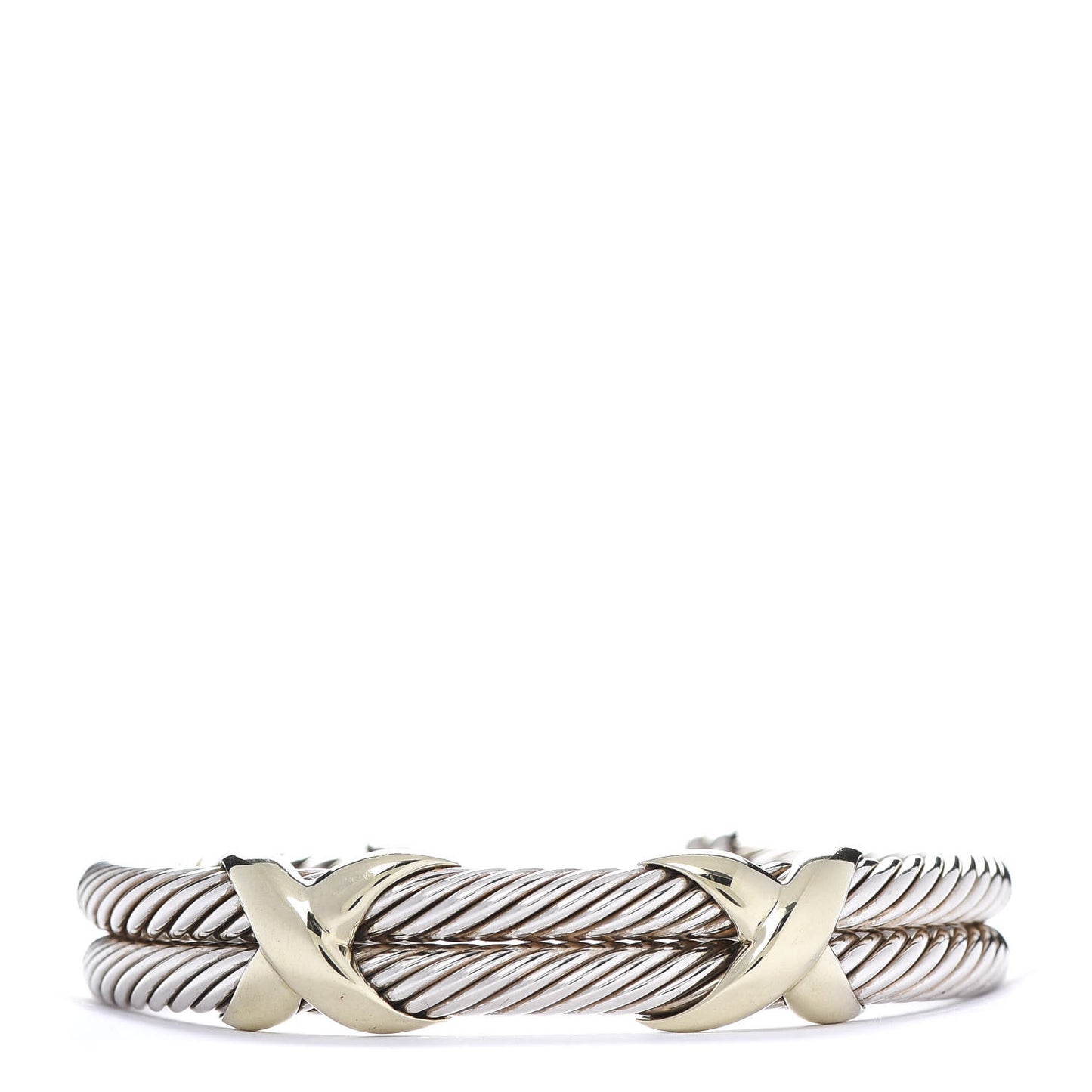 Sterling Silver 14K Yellow Gold 10mm Double X Bracelet