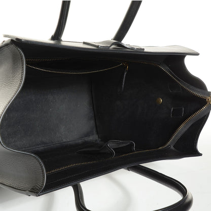 Celine Smooth Calfskin Shrunken Lambskin Mini Luggage Black White 13 of 25
