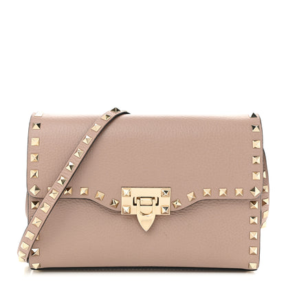 Valentino Garavani Pebbled Calfskin Medium Rockstud Flip Lock Crossbody Bag Poudre 1 of 11