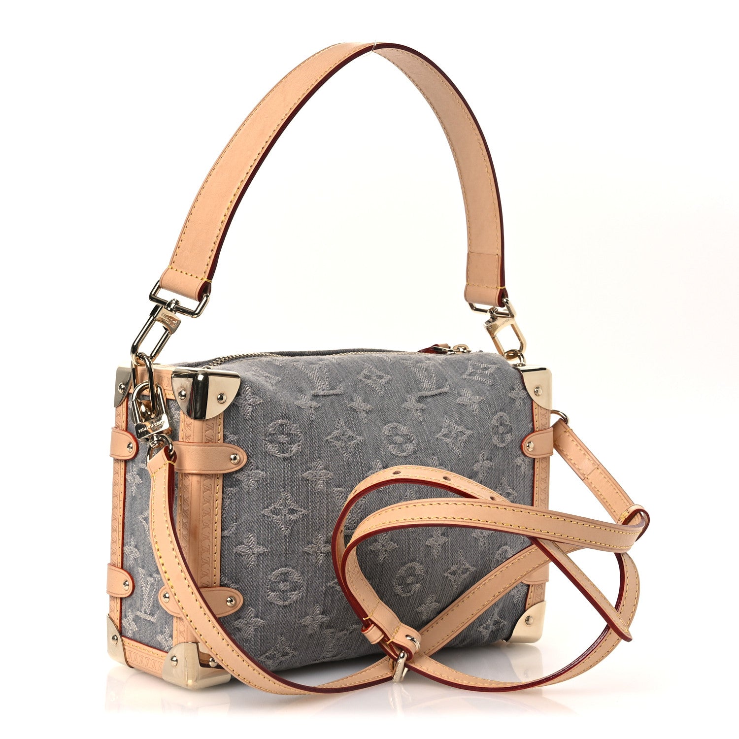 Louis Vuitton Monogram Denim Side Trunk MM Washed Gray 3 of 12