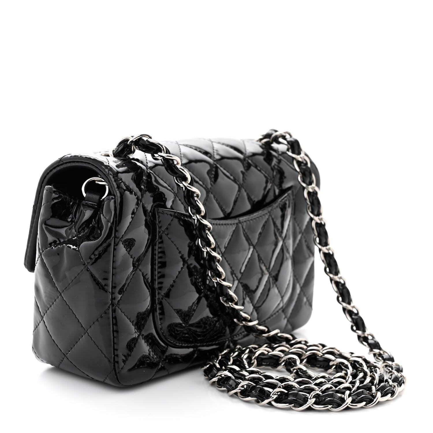Chanel Patent Calfskin Quilted Mini Rectangular Flap Black 3 of 10