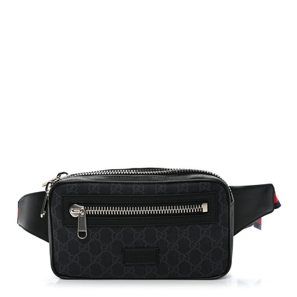 Gucci Soft GG Supreme Monogram Web Belt Bag Black Grey 1 of 10