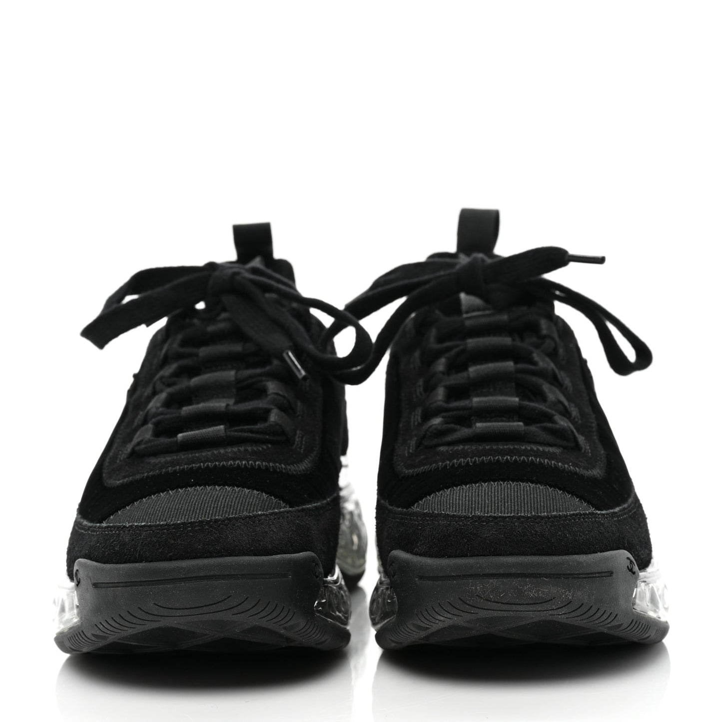 Suede Calfskin Velvet Grosgrain CC Sneakers 38.5 Black