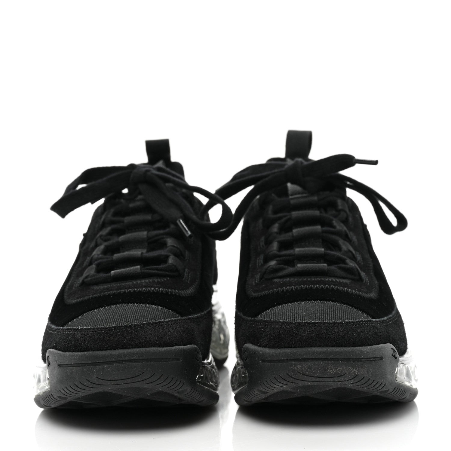 Chanel Suede Calfskin Velvet Grosgrain CC Sneakers 38.5 Black 2 of 8
