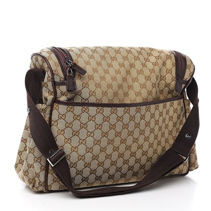 Gucci Monogram Natural Pigskin Large Diaper Bag Beige Ebony Cocoa Dark Chocolate 3 of 15