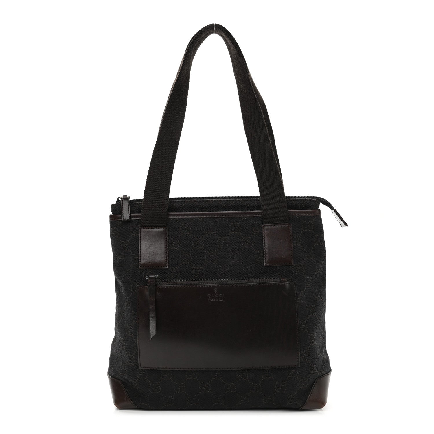 Gucci Denim Monogram Tote Bag Dark Brown 1 of 9